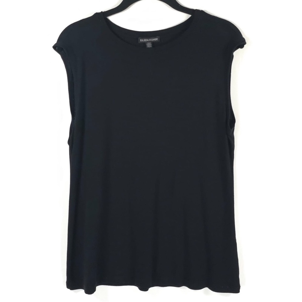 EILEEN FISHER USA🇺🇸MADE Tencel Blend Cap Sleeve Knit Tunic Top Size MEDIUM